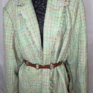 Lane Bryant Pastel Tweed Blazer with Belt